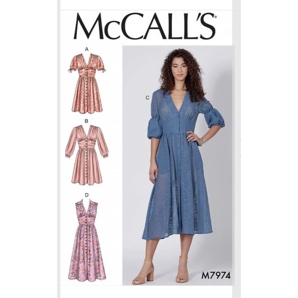 McCalls Sewing Pattern M7974 Misses Ruffle Peasant Boho Dress Uncut New Sz 6-14